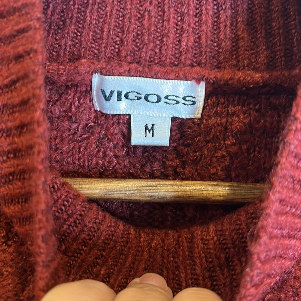 Vigoss Burgundy Mock Neck Cable Knit Cropped Sweater - Picture 9 of 9